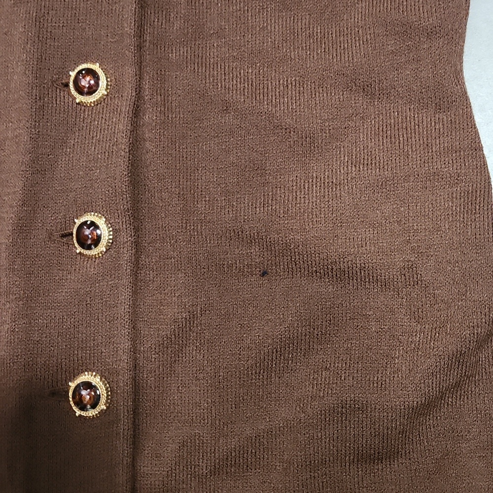 St. John Vintage Chocolate Brown Button-Front Midi Dress - Picture 8 of 10